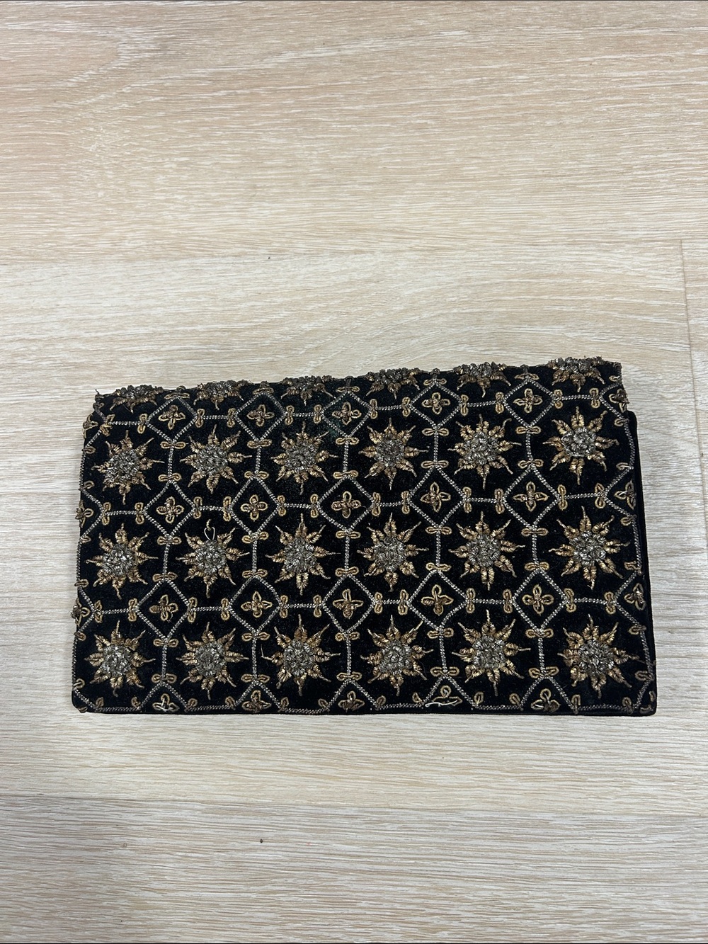 Vintage Black and Gold Embellished Evening Clutch